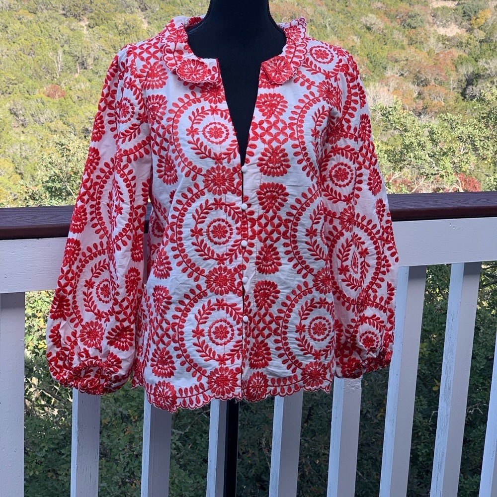 Bohemian Embroidery Button Up Blouse - Picture 2 of 11